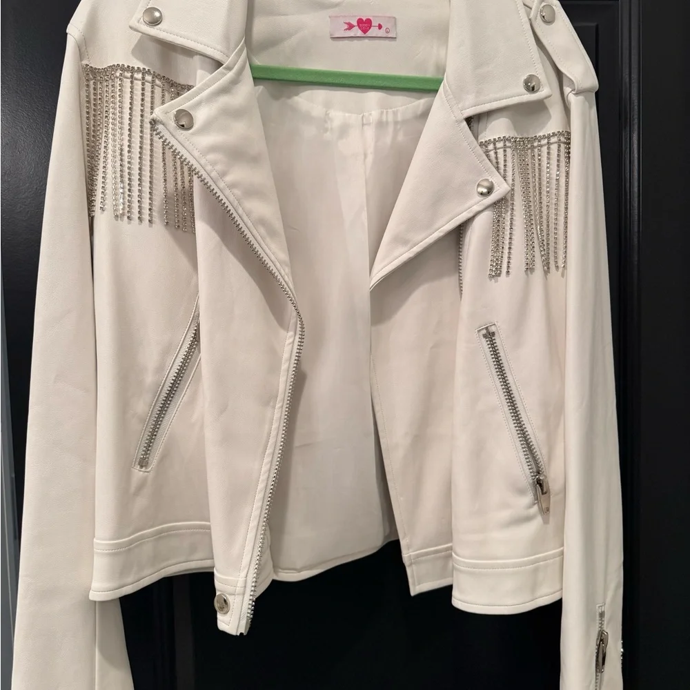 Buddy Love White Fringe Leather Jacket - Picture 2 of 4
